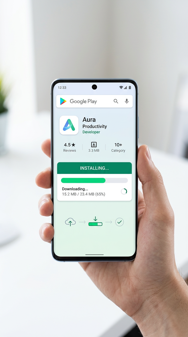 App installation and update interface on Google Play Store
